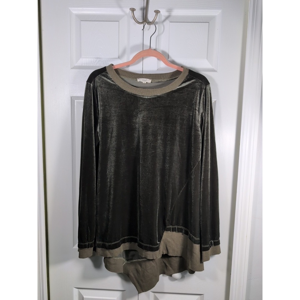 Easel Small Green Boho Tunic Top Long Sleeve